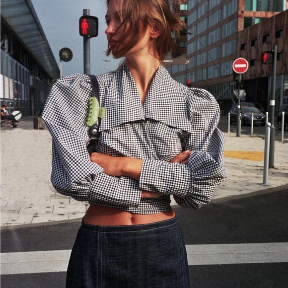 Maison Cleo - Julie - Black Gingham Blouse - Size 36 (S) - ASO Emily Ratajkowski - Picture 5 of 16